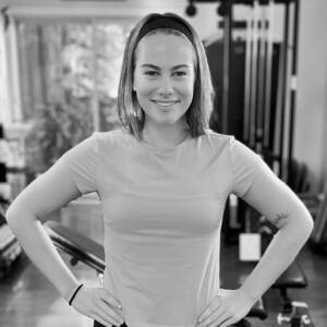 Black and white photo of Rylie Treuer.